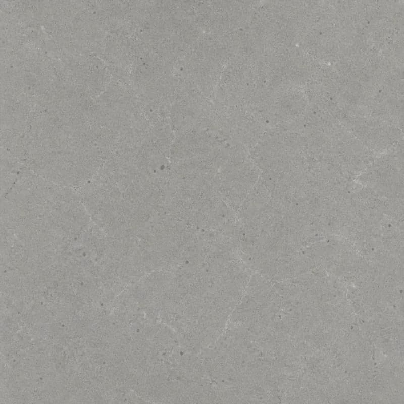 Visualización de material con IA del cuarzo Concrete Gray con campo gris cálido discreto y textura fina inspirada en concreto.. Visualización de diseño con IA.