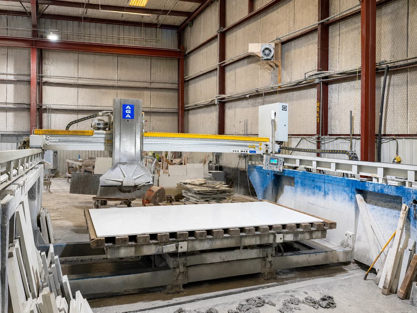 Precision slab cutting in the Garland fabrication shop